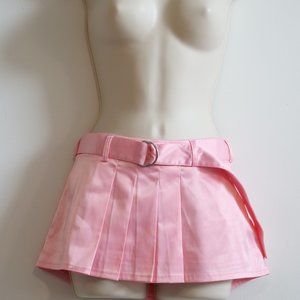 SugarThrillz "Join The Club" Pink Satin Micro Mini Skirt w/Removable Belt